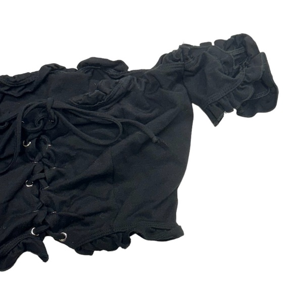 Sarah La size large off the shoulder style black lace up top in great condition! - Picture 6 of 8